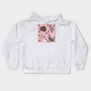 Netherland Dwarf Rabbits Pink Kids Hoodie